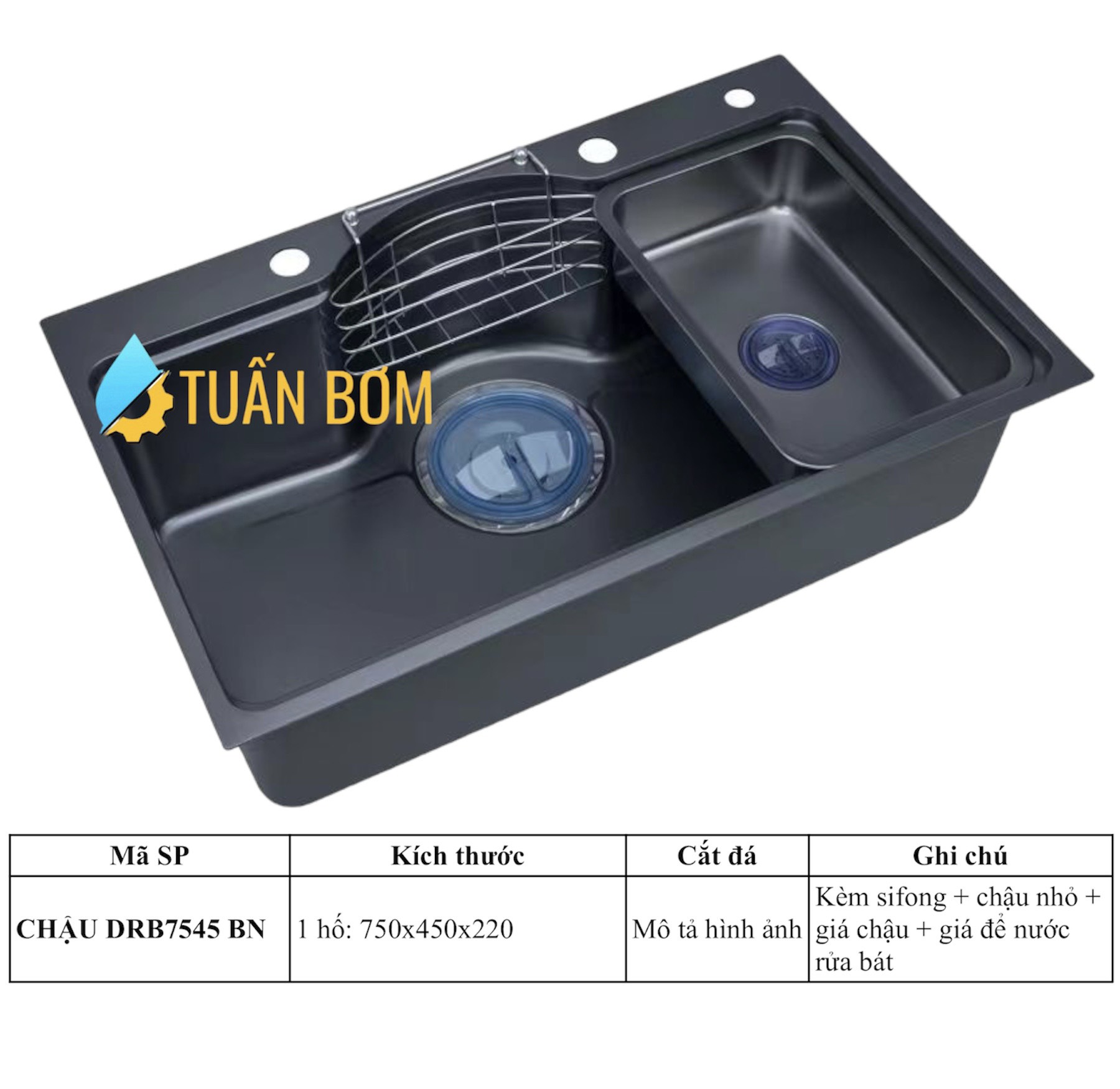 CHẬU ĐÚC ĐƠN BÁN NGUYỆT BN7545 NANO